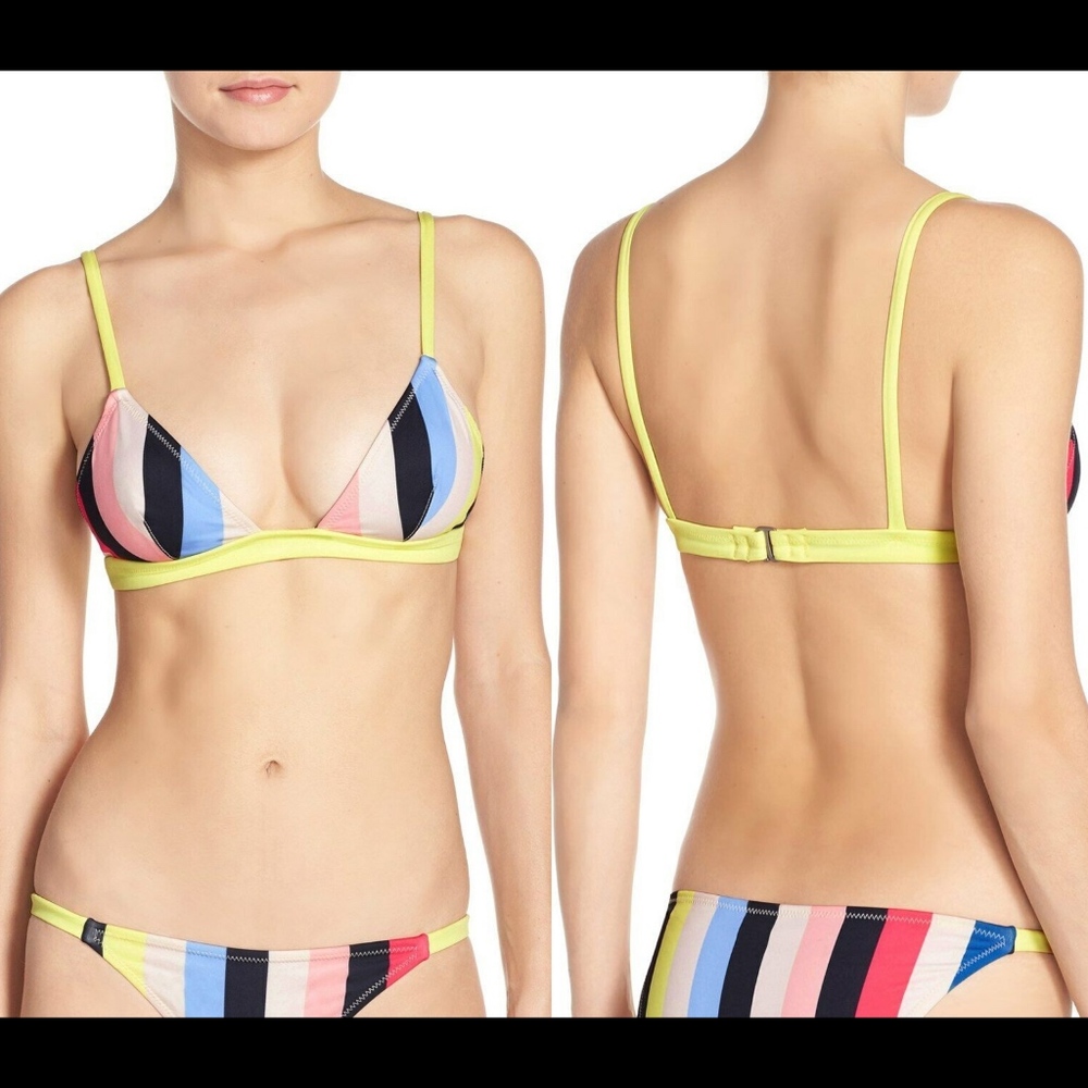 NWT‎ SOLID & STRIPED The Morgan Triangle Bikini Top Yellow Red Black [ XS ]